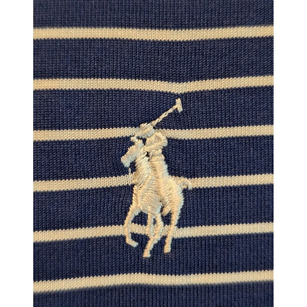 Polo Golf Ralph Lauren Men XL Performance Blue White Stripe Wyndham Championship